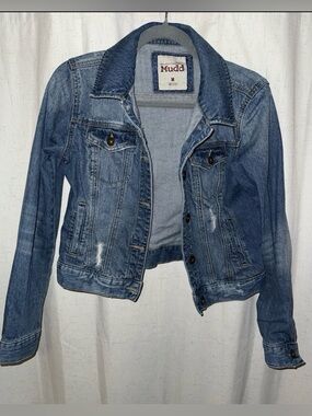 Mudd Women's Blue Denim Jacket with Faded Detail